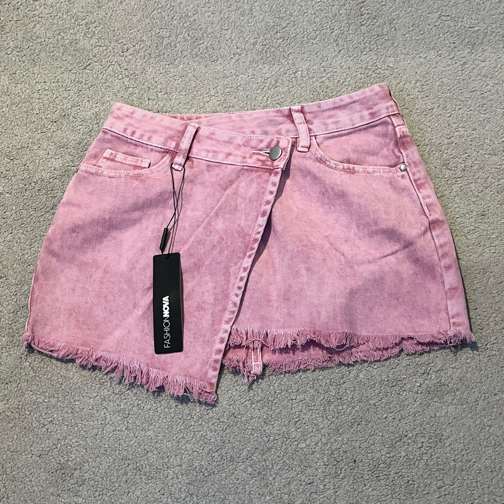 Fashion Nova Blush Pink Denim Skirt